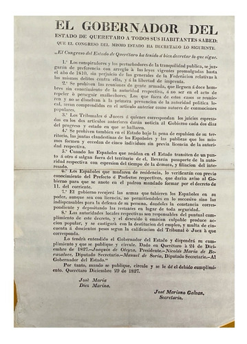 Antiguo Documento Sobre La Expulsion De Los Españoles 1827