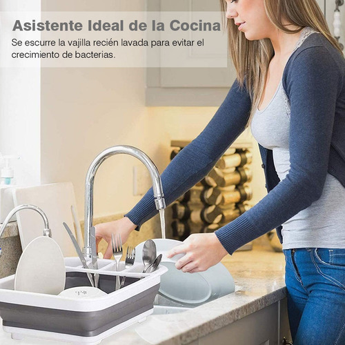 Imagen 2 de 7 de Escurridor Trastes Plegable Organizador Plato De Silicona Co
