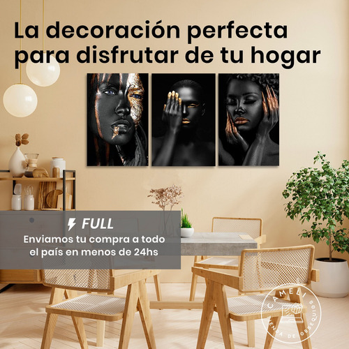 Cuadro Nordico Estetica Africana Ilustracion Dorada Arte Oro Negro Y Dorado Negro
