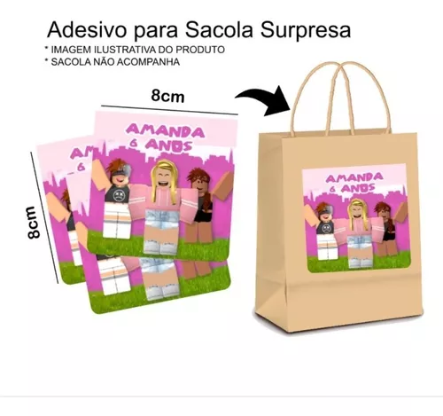 Sacolinha Personalizada no Tema Roblox Menina