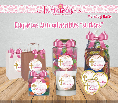 140 Etiquetas Stickers Mi Primera Comunión Con Nombre 3 C.m