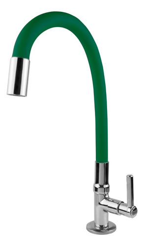 Torneira Color Luxo Bancada Cano De Silicone Flexível C-66 Cor Verde