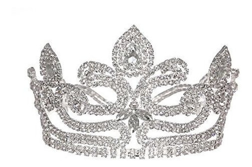 Corona De Reina Cristal Fleur De Lis - Plata T1157