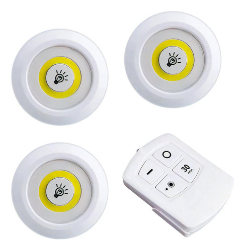 Kit 3 Lampada Luminaria Led Spot Sem Fio C/ Controle Remoto Cor Amarelo 110v/220v