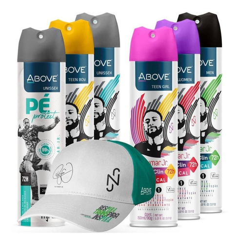 Desodorante Above Kit 6 Desodorante Spray Above Neymar Jr - Variados - Boné