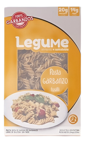 Pasta De Garbanzo Fusilli X284grs Legume - Sin Tacc