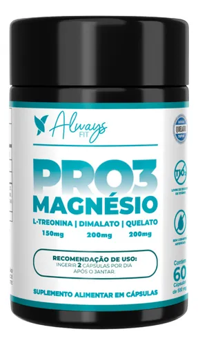 Pro3 Magnésio 60cáps Treonato, Quelato E Dimalato Always Fit Sabo...