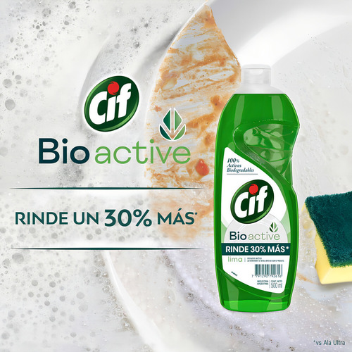 Detergente Cif Active Gel lima en botella 300 ml
