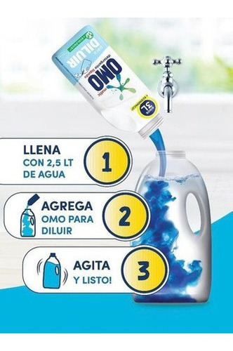 3 Detergente Omo Líquido Para Diluir 500ml + Botella