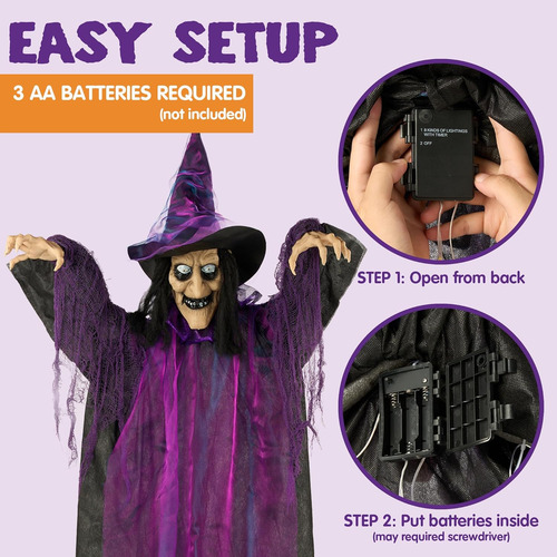 Joyin 72 Halloween Animado Haning Witch Con Esys Iluminados