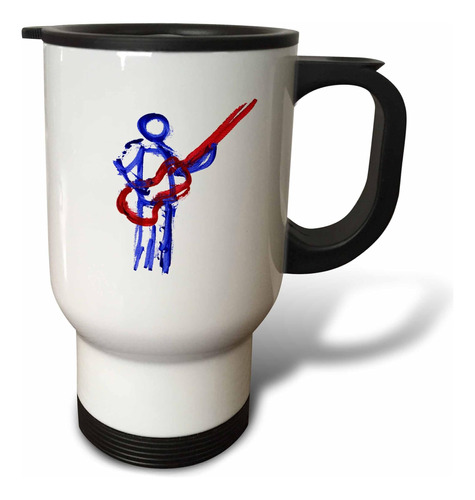 3drose Bass Player Red Blue Sketch Musician Art Taza De Viaj