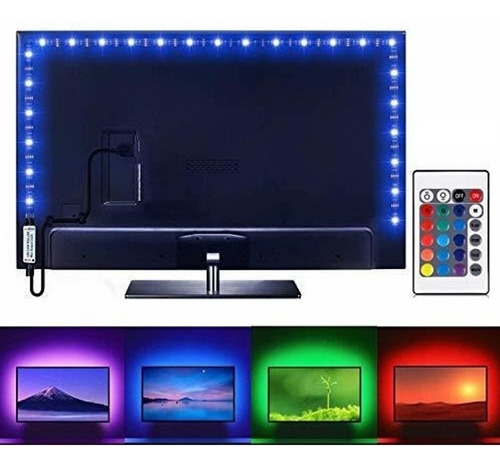 Tira Luces Led Usb Rgb Colores Para Tv 5mts Con Control Clic