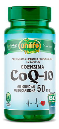 Coenzima Coq-10 Ubiquinona 50mg Unilife 60 Cápsulas