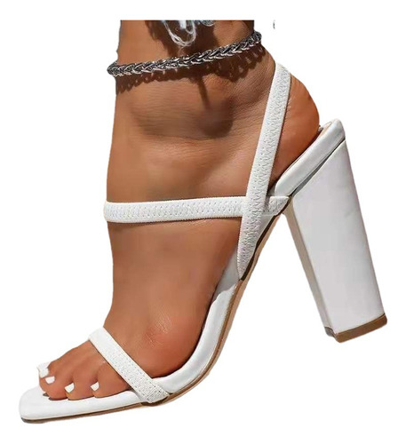 Sandalias De Correa Ancha Con Tacón Grueso Y Hebilla De Cabe
