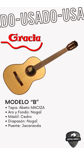 Guitarra Criolla Gracia B Clasica Concierto Maciza Usada
