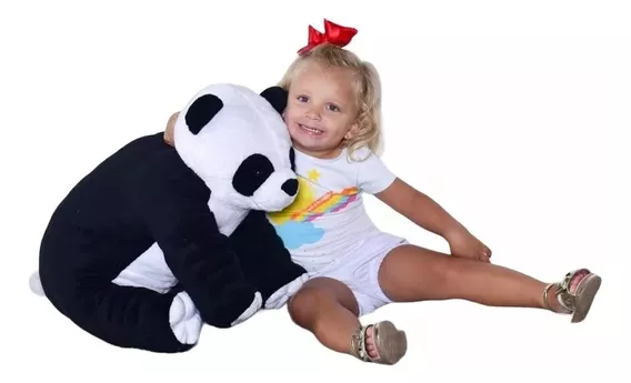 Ursinho Panda Pelúcia Velboa 50cm Gigante Antialérgico