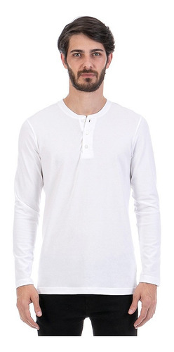 Imagen 1 de 6 de Playera Manga Larga De Hombre Cuello Mao Con Botones