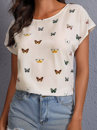 Blusa Top Con Estampado De Mariposa