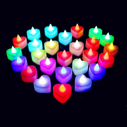 Lámpara De Vela Sin Llama En Forma De Corazón, 30 Unidades,