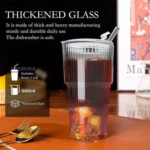 Vasos Con Popote Vasos De Vidrio Reutilizables Tapa