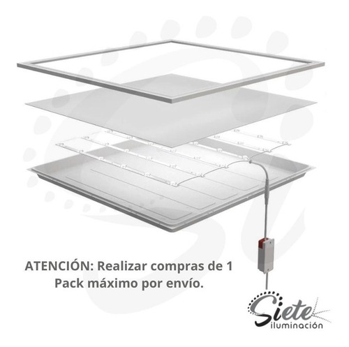 Imagen 2 de 5 de Panel Plafon Led 60x60 Embutir Cuadrado Backlight Pack X 4u
