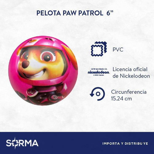 Imagen 2 de 7 de Pelota Goma Paw Patrol Licencia Oficial