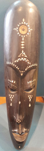 Antigua Mascara Ébano Nacar Etnografica Étnica 50 Cm X 11 Cm