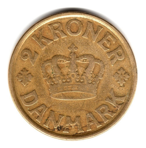 Dinamarca Moneda 2 Kroner Año 1925 Km#825.1 Escasa