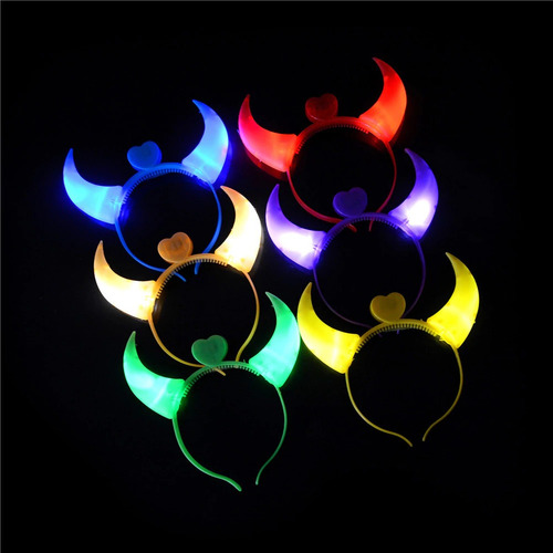 Vincha Diablo Led X 20 U Luz Luminosa Cotillon Diablita