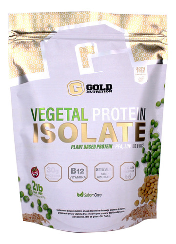 Proteína Vegetal Isolada Gold Nutrition Vegan 2lb 3 Sabores