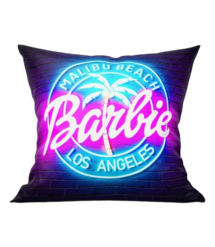 Souvenir Almohada Almohadon + Funda 30x30 Cm Barbie Neon