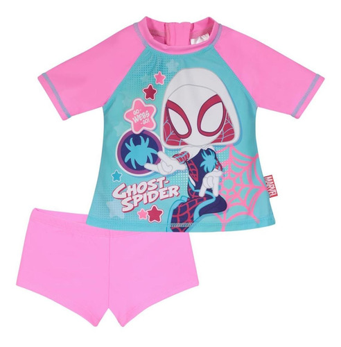 Traje De Baño Bebe Niña Set Uv 50+ Disney Spidey