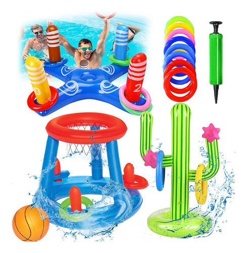 Canasta Inflable Juego Baloncesto Basquetball Flotante Traje