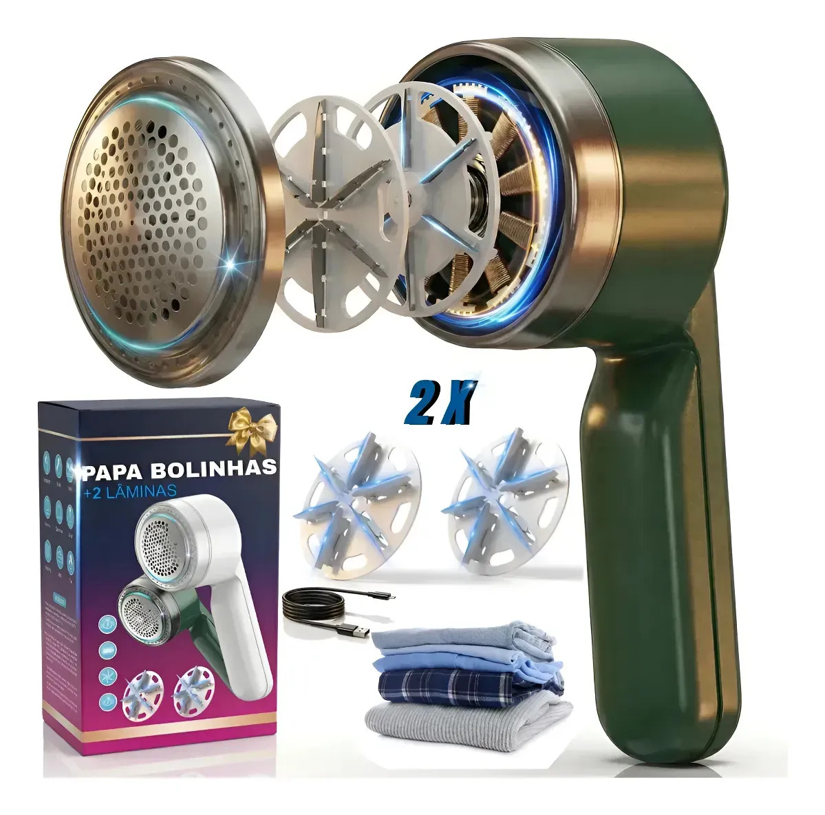 Papa Bolinhas Elétrico Portátil 3000rpm 6 Laminas Removedor De Fiapos Roupas Sofa Estofado Tira Bolinhas Moletom La Algodão Poliéster Recarregável Compacto Leve Alta Potencia Uso Domestico