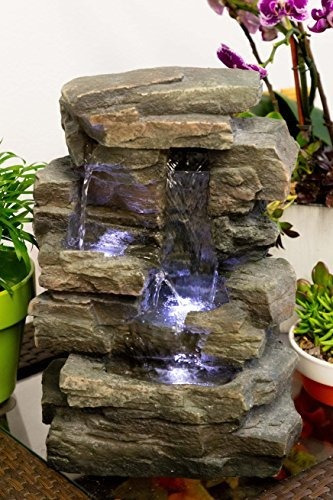 Fuente De Agua De Resina Y Fibra De Vidrio Con Luces Led