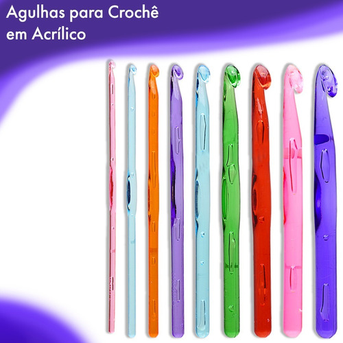 Kit 9 Agulhas De Crochê Acrílico 3mm A 12mm 