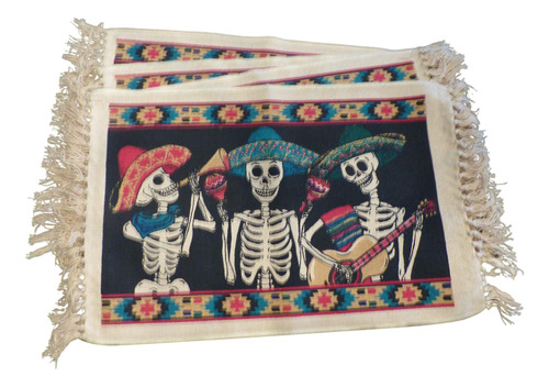 Mantel Individual Mariachi Esqueleto Gotico Color Negro 4