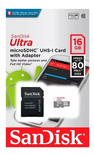 comprar Memoria Micro Sd Sandisk Clase 10 16gb 80mb