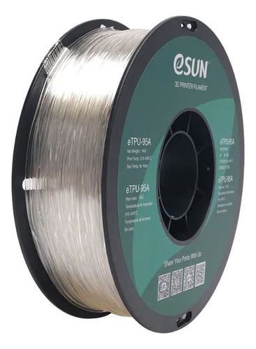 Filamento Esun Premium Tpu-95a 1.75mm, 1kg Color Transparente