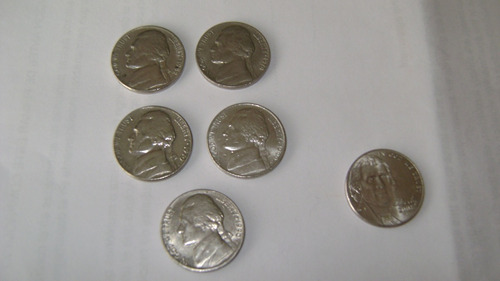 6 Monedas De Estados Unidos De 5 Centavos De Dolar Lote 3.8