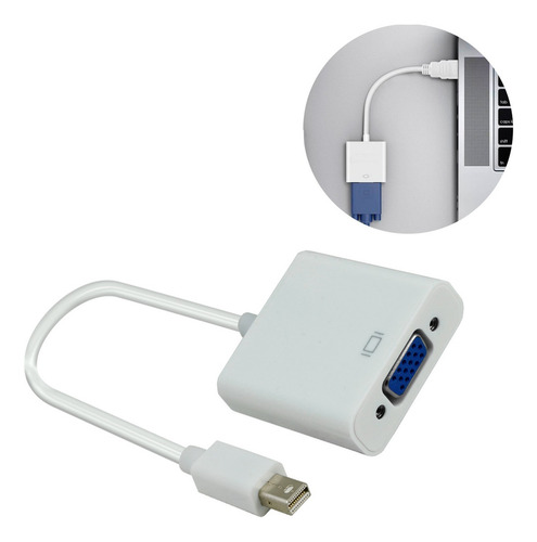 Adaptador Mini Displayport A Vga Resistente Para Mac Macbook A Monitor Pantalla Proyector Color Blanco Slim Company