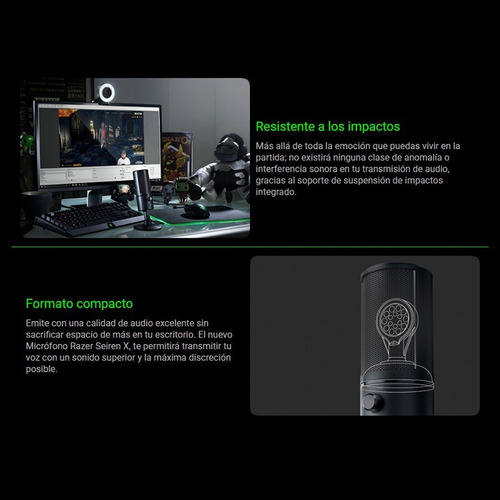 Imagen 5 de 6 de Micrófono Razer Seiren X condensador supercardioide y cardioide classic black