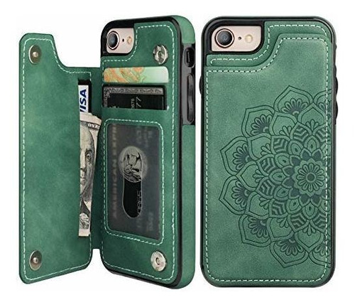 Estuche Para iPhone 7 8 Tarjetero Diseño Mandala Relieve Ht