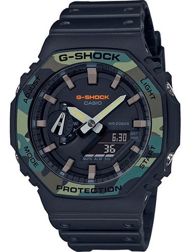 Relógio Casio G-shock Ga-2100 Original Cor Da Correia Preto Cor Do Bisel Camuflado Cor Do Fundo Preto