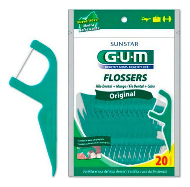 Gum Flossers - Hilo Dental Con Mango Menta Refresc Gum