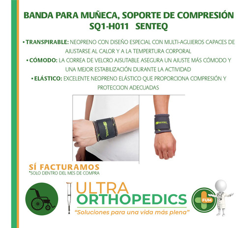Banda Para Muñeca Unitalla Soporte De Compresión Senteq