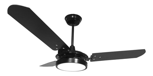 Ventilador De Teto Led Preto Com 3 Pás De Mdf 220v