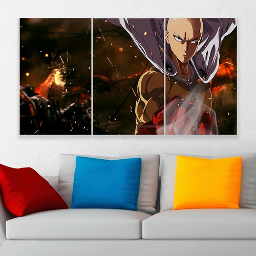 Cuadro Triptico One Punch Man Personalizado Canvas Art