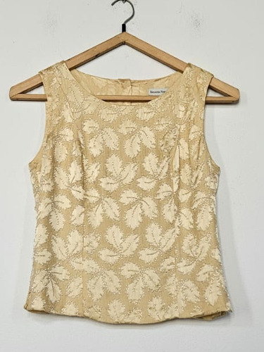 Top Seda Fiesta Banana Republic Usa Bordado Impecable Blusa 