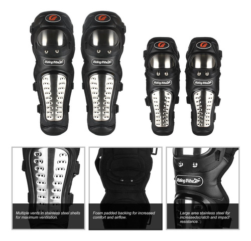 Juego De Protectores Ges Motocross Canillera Codera Rodiller Negro Talle